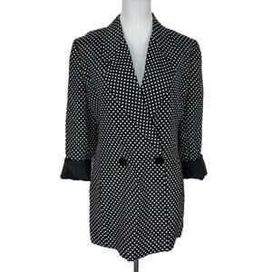 Vintage Polka Dot Oversized Double Breasted Long Blazer - Women's Size 6